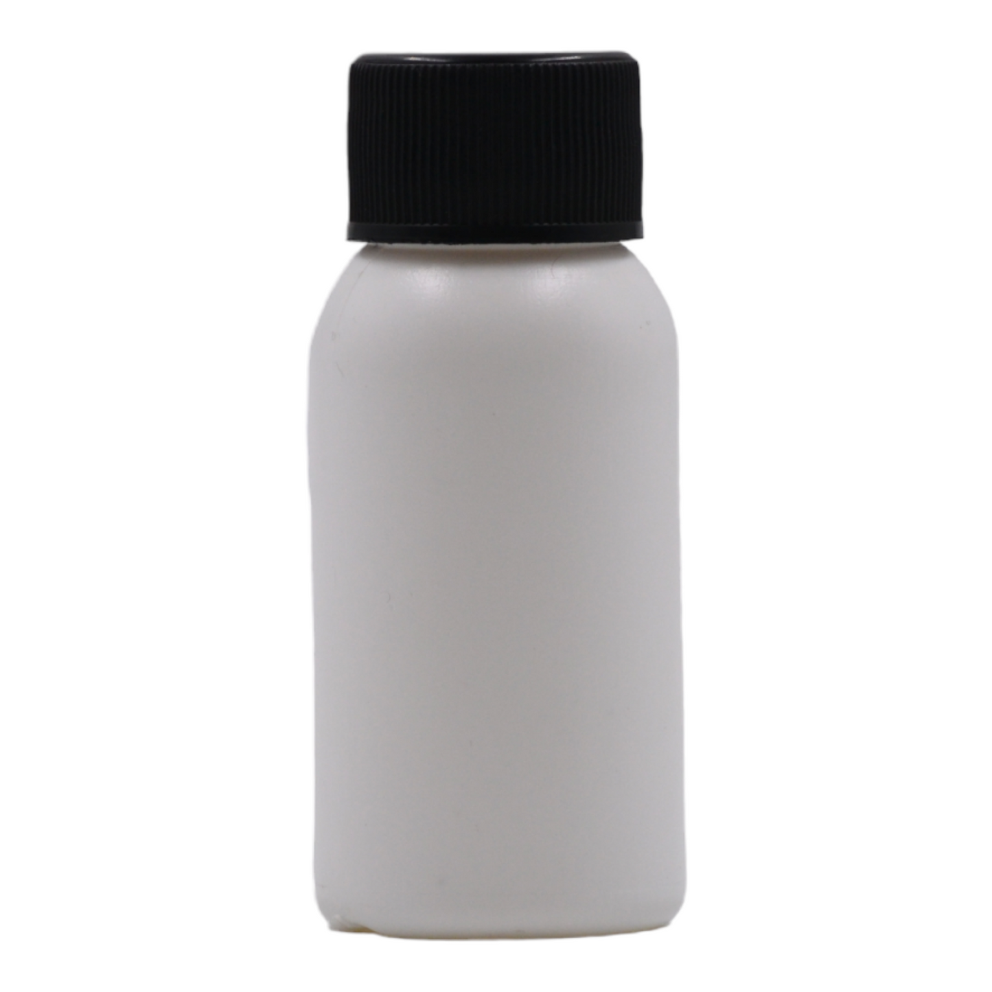 50ml HDPE Boston white bottle (24mm neck)-Black screw cap