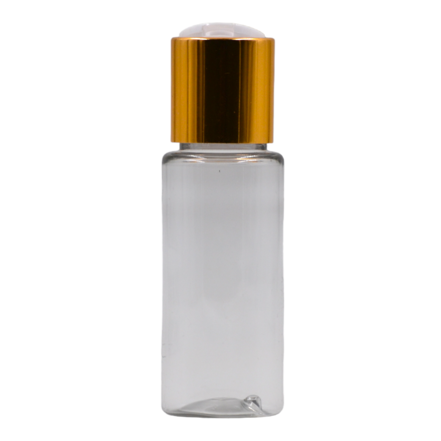 50ml Clear Tall Packaging Bottle/White & Gold Disc Top