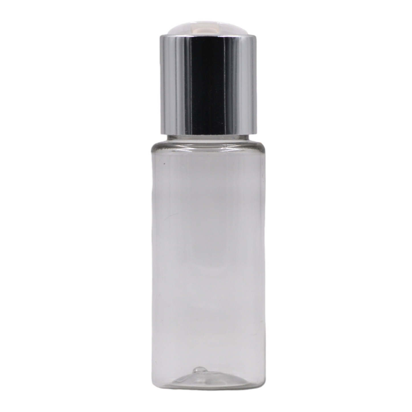 50ml Clear Tall Packaging Bottle/White & Chrome Disc Top