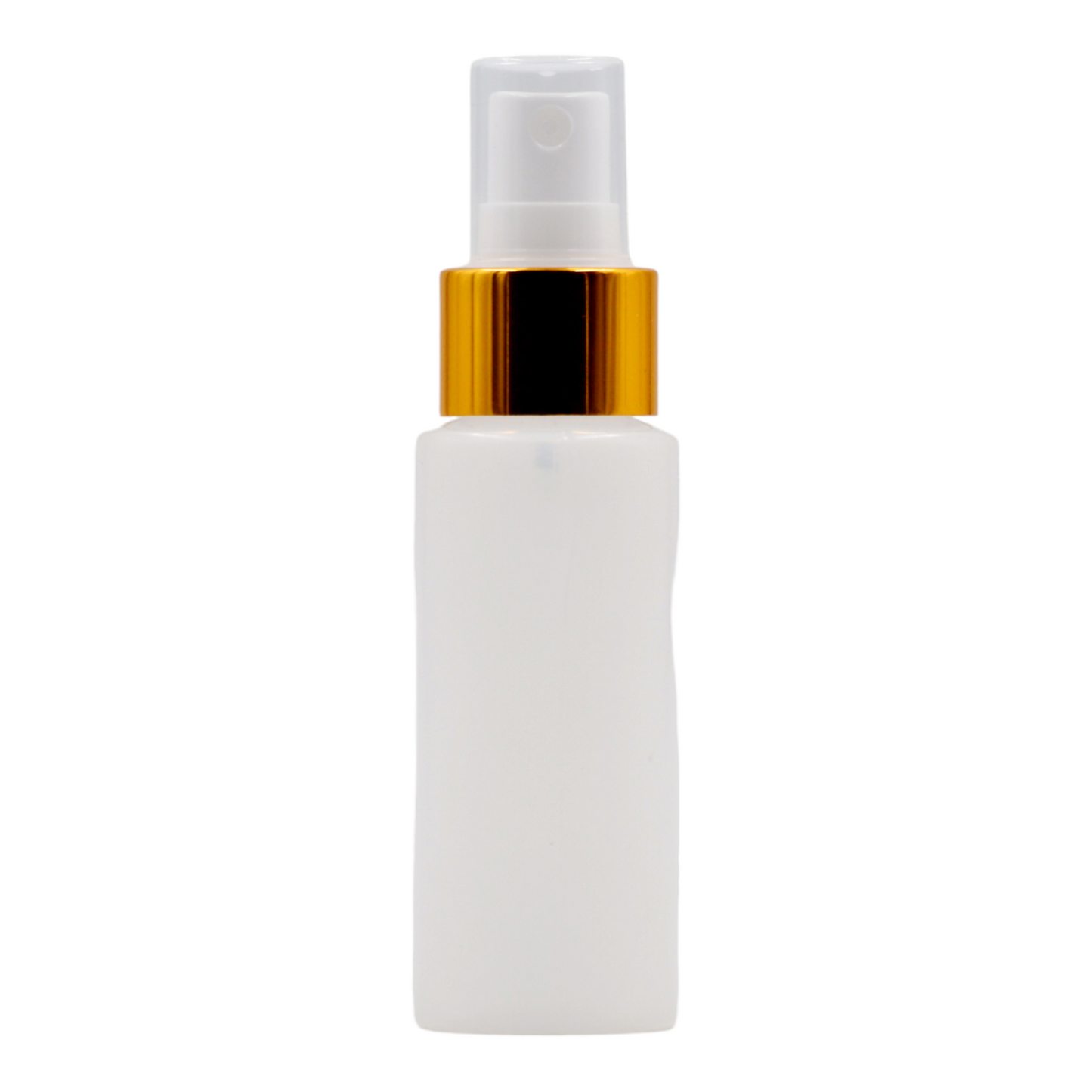50ml Frosted Natural bottle/White & Gold Atomizer Spray