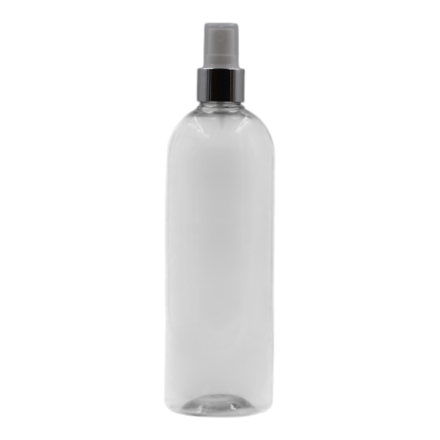 500ml Clear Tall Packaging Bottle/White & Chrome Mist Spray