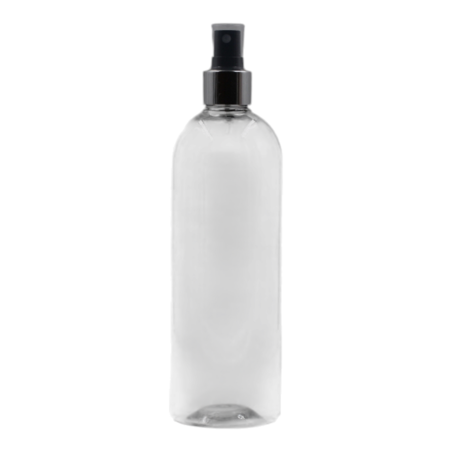 500ml Clear Tall Packaging Bottle/Black & Chrome Mist Spray