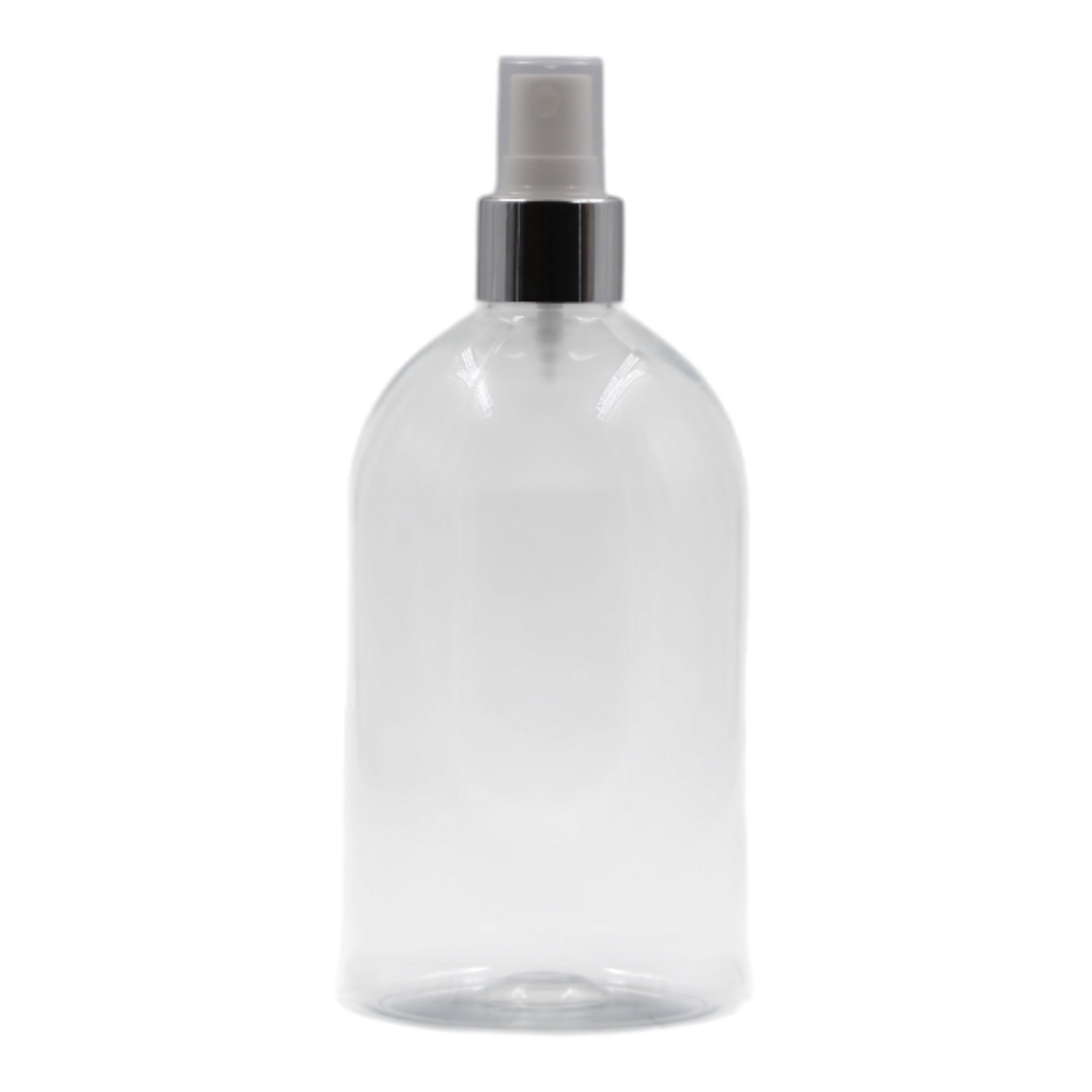 500ml Clear Squad Packaging Bottle/White & Chrome Mist Spray