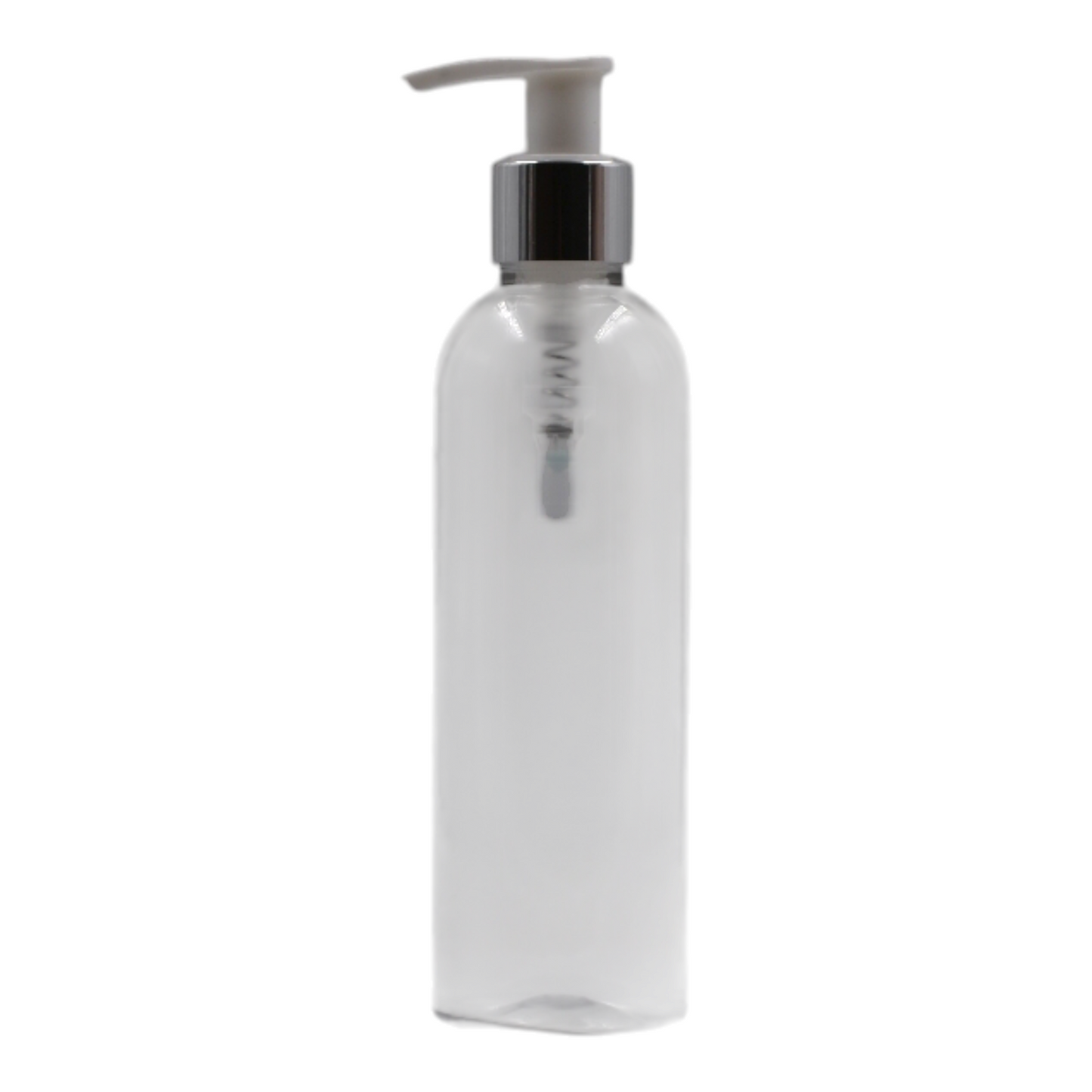 250ml Clear Packaging Bottle/White & Chrome Lotion Pump