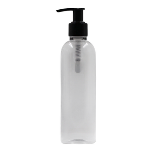250ml Clear Packaging Bottle/Black Lotion Pump