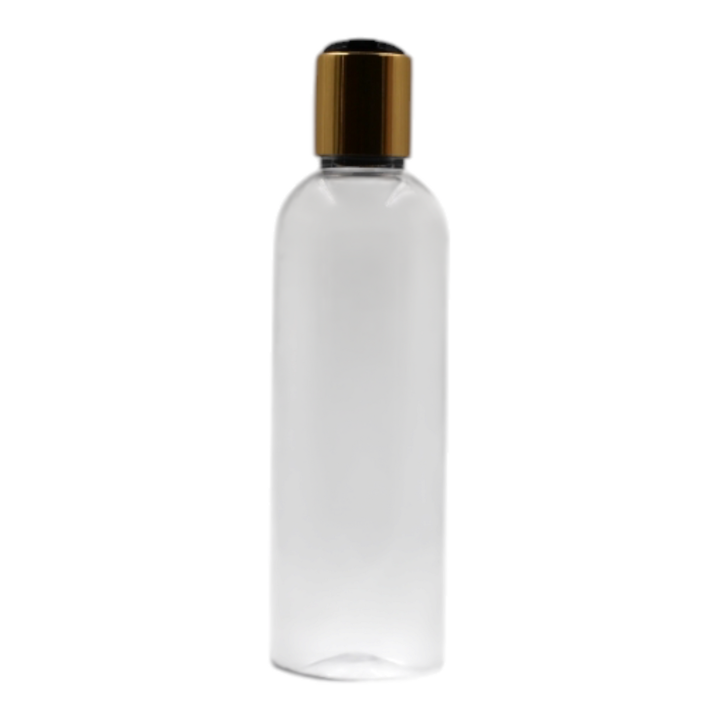 250ml Clear Tall Packaging Bottle/Black & Gold Disc Top