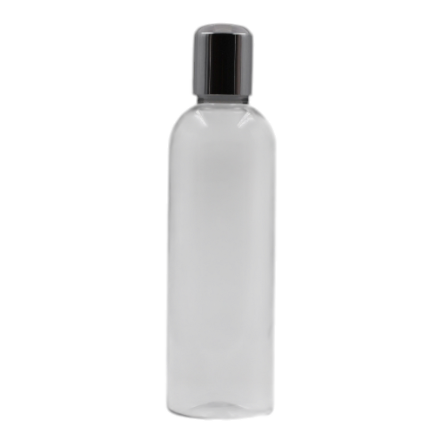 250ml Clear Tall Packaging Bottle/White & Chrome Disc Top