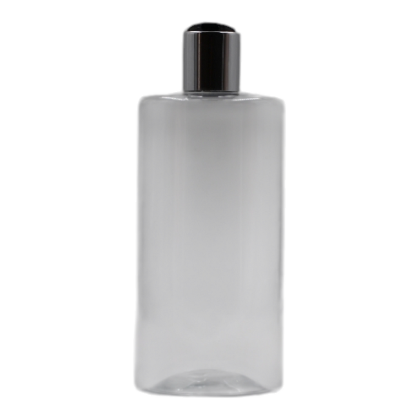 500ml Clear Sharp Shoulder Packaging Bottle/Black & Chrome Disc Top