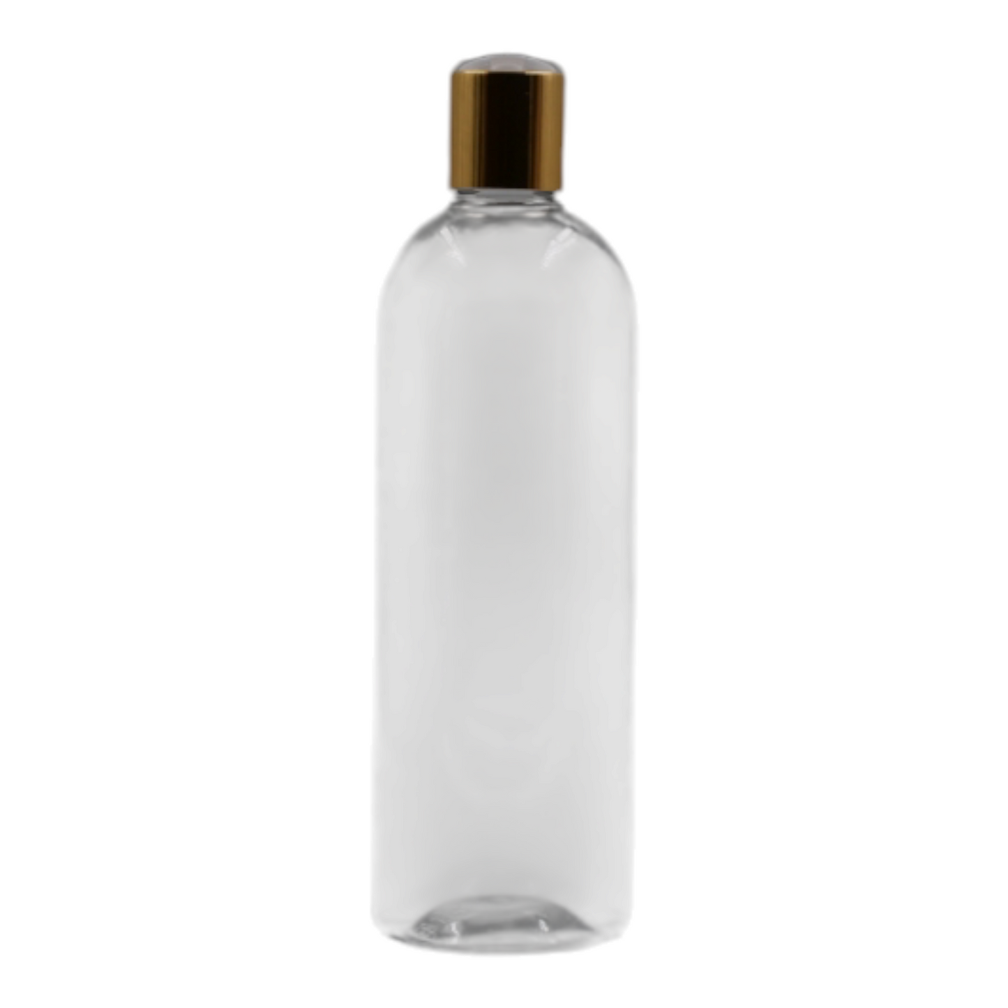 500ml Clear Tall Packaging Bottle/White & Gold Disc Top