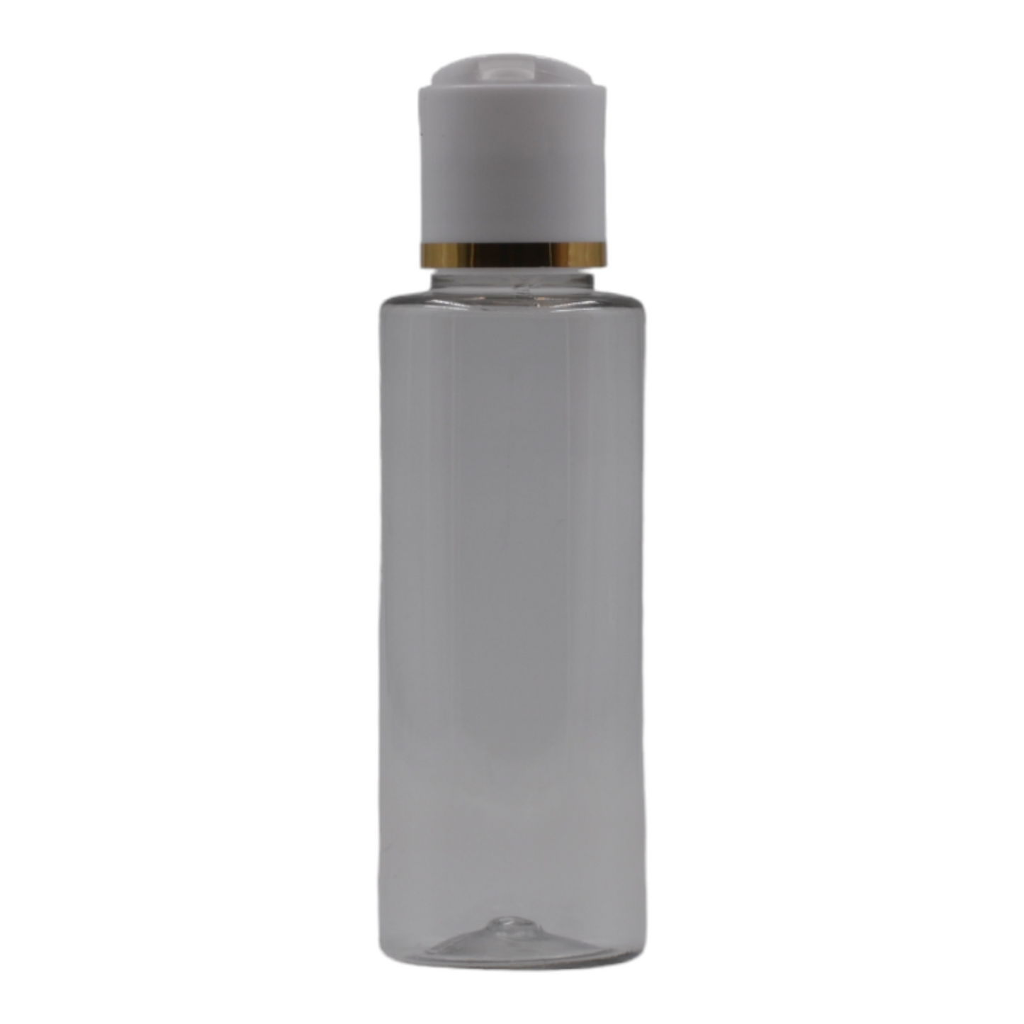 100ml Clear Packaging Bottle/Gold Ring White Disc Top
