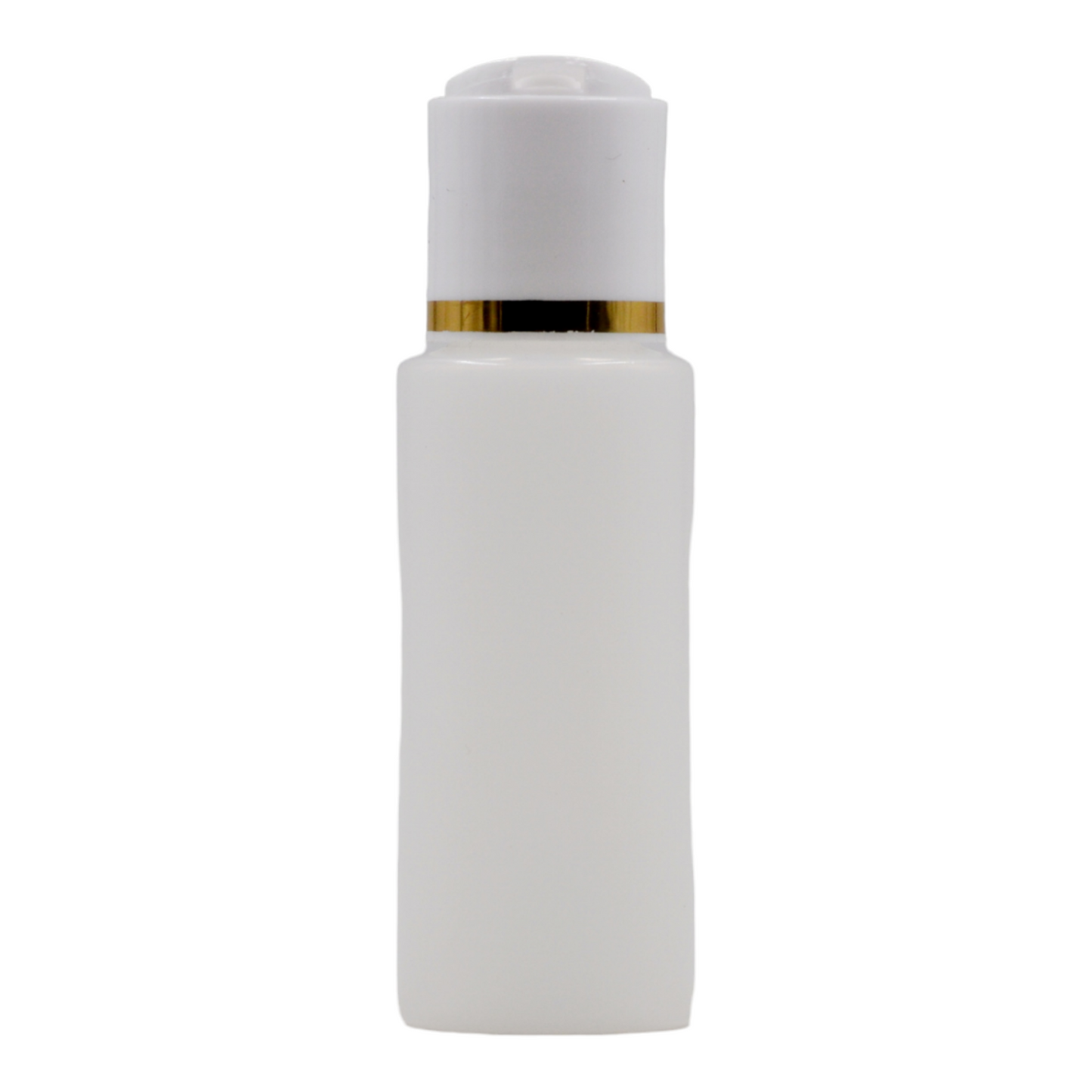 50ml Frosted Natural bottle/White & Gold Ring Disc Top