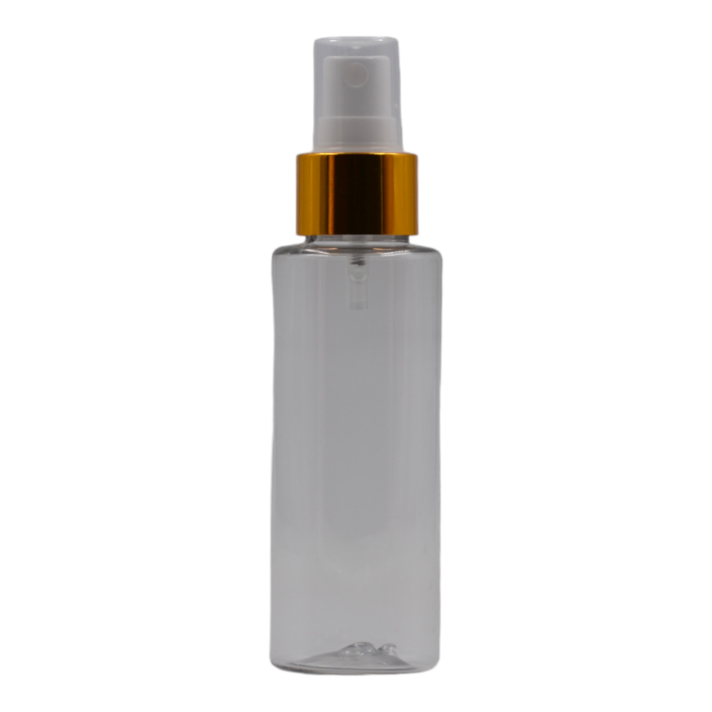 100ml clear plastic packaging bottle/white & gold mist spray