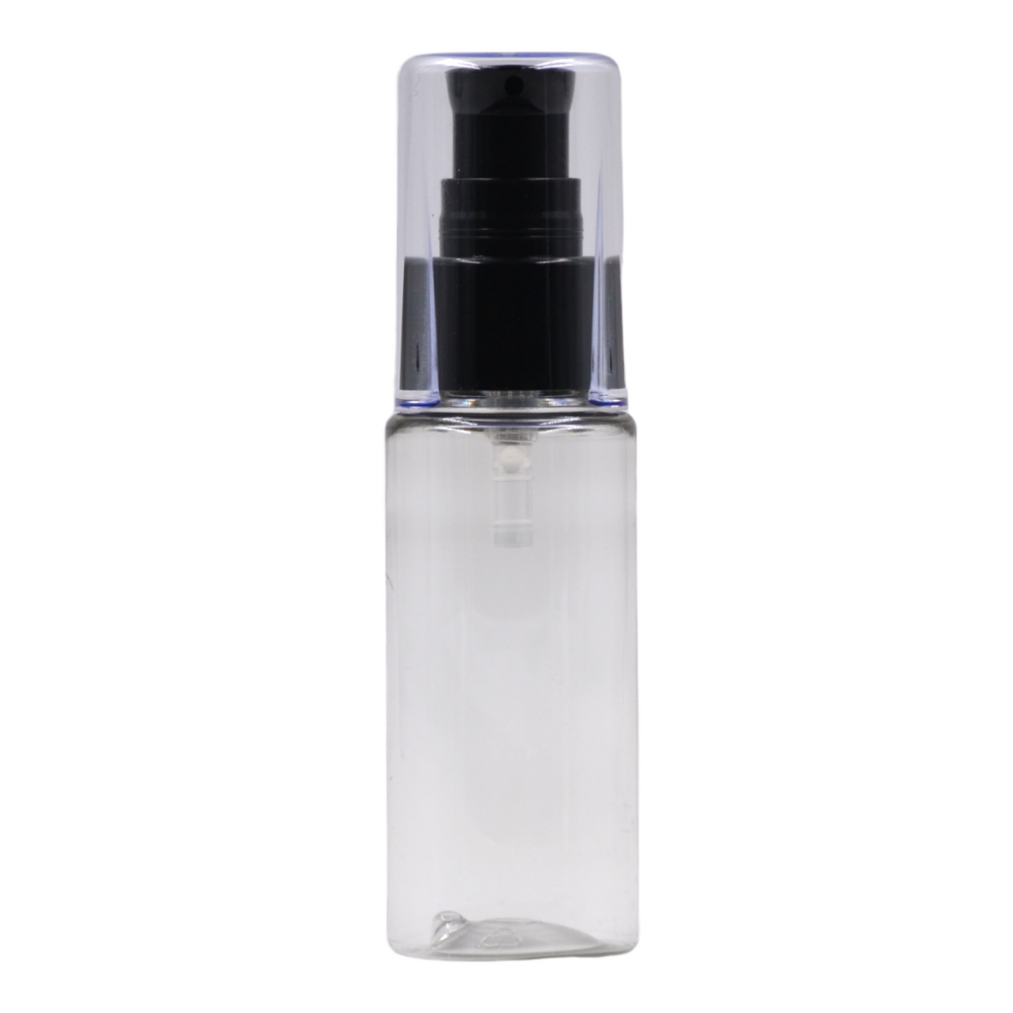 50ml PET tall clear bottle (24mm neck)-Black crystal serum pump