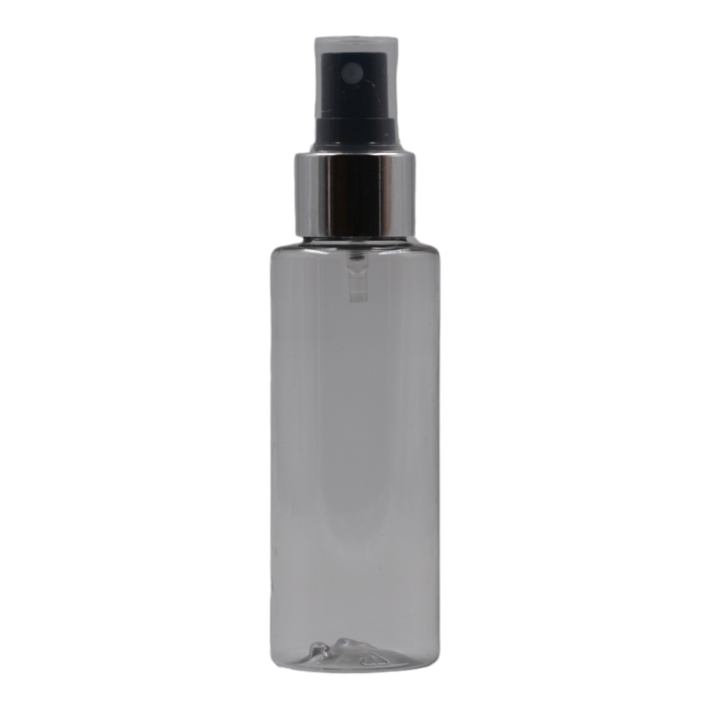 100ml clear plastic packaging bottle/black & chrome mist spray