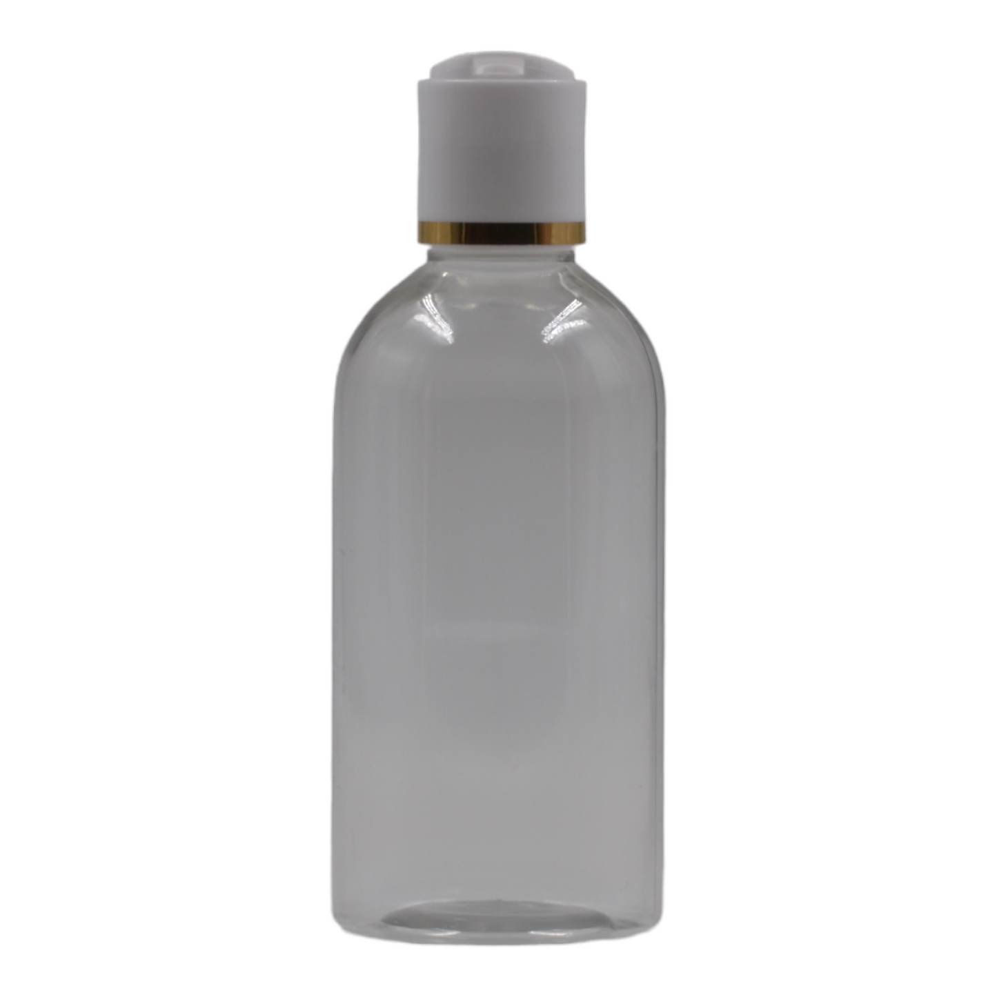 200ml Clear Packaging Bottle/White & Gold Ring Disc Top