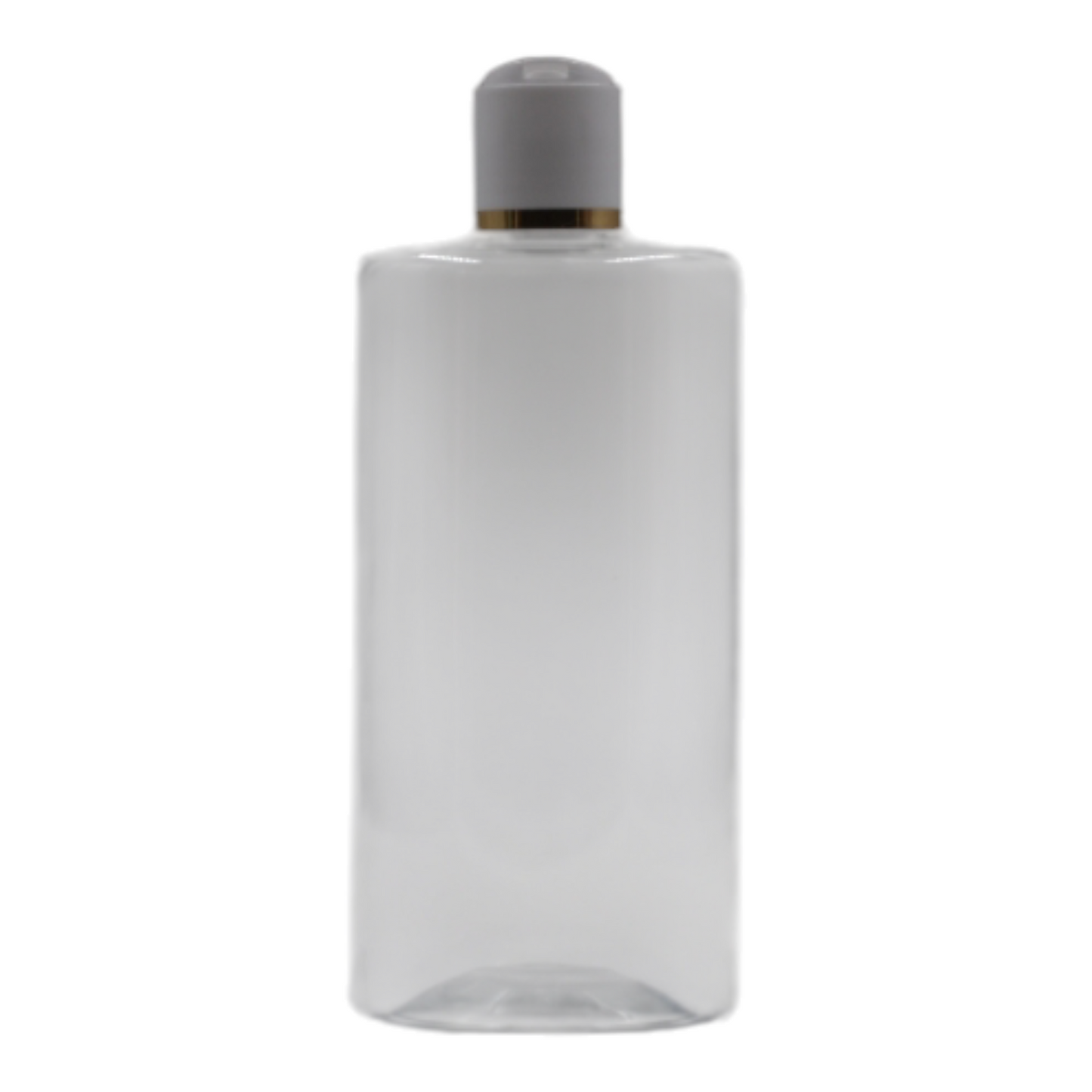 500ml Clear Sharp Shoulder Packaging Bottle/White & Gold Ring Disc Top