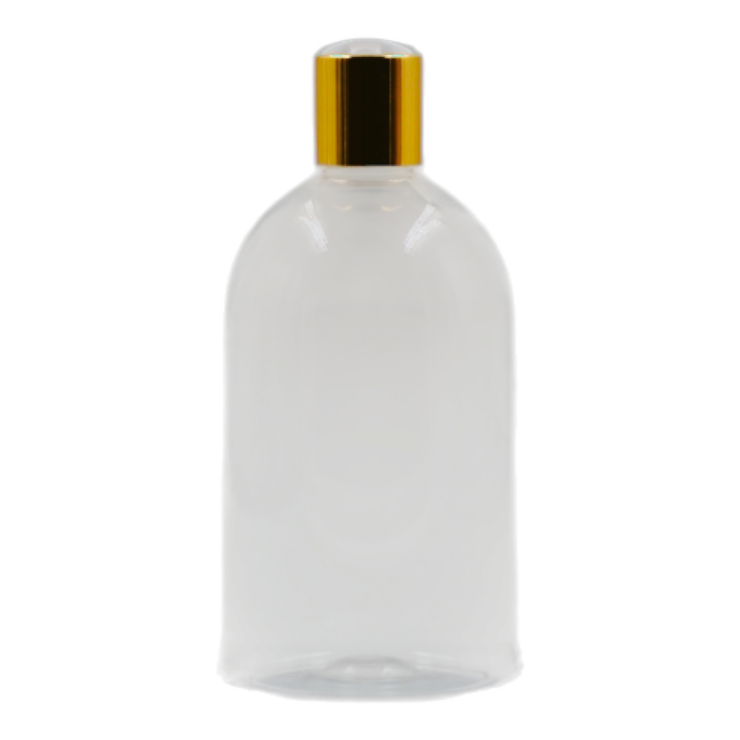 500ml Clear Squad Packaging Bottle/White & Gold Disc Top