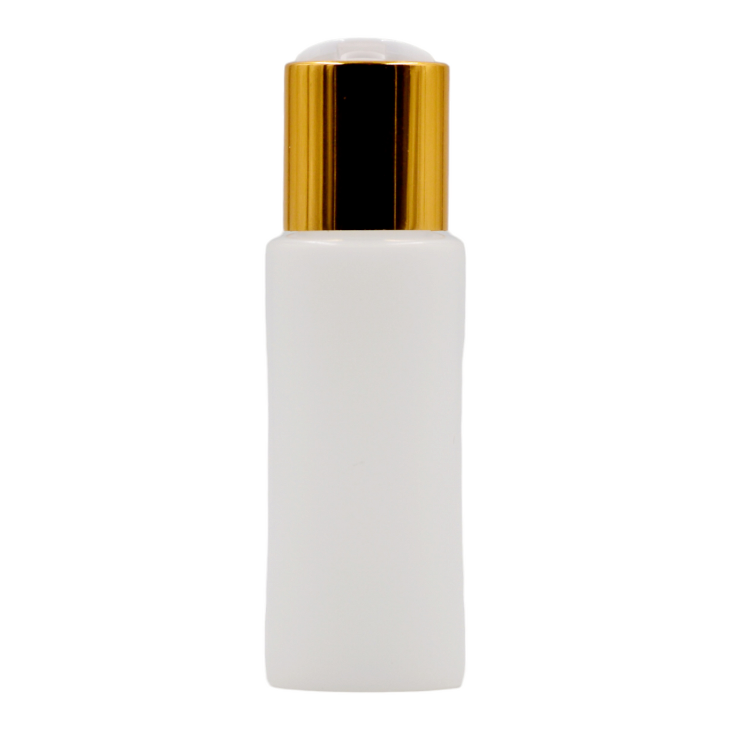 50ml Frosted Natural bottle/White & Gold Collar Disc Top