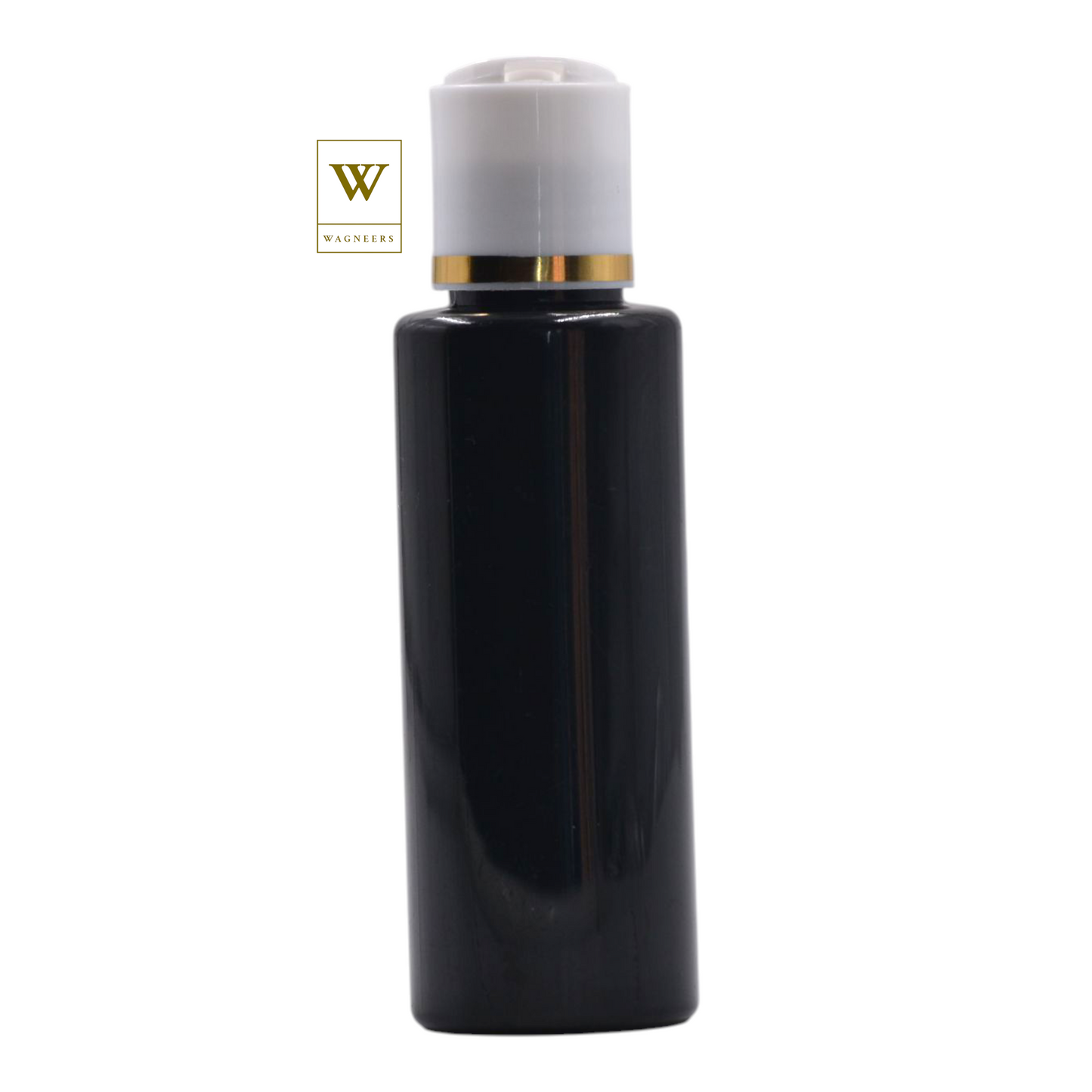 Black Packaging Bottle/White & Gold Ring Disc Top[100pc]