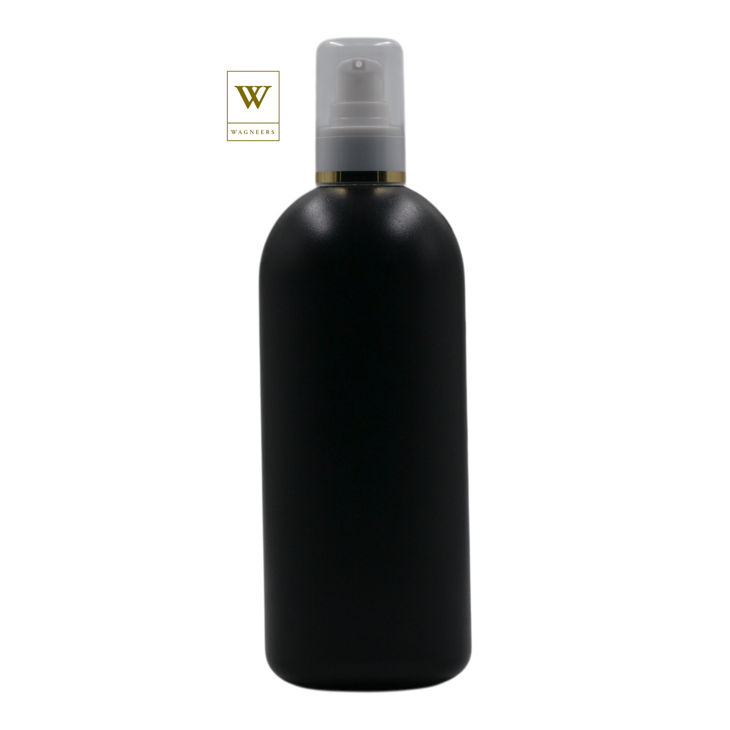 Black Plastic Packaging Bottle/White Serum Pump(Gold Ring)[100pc]