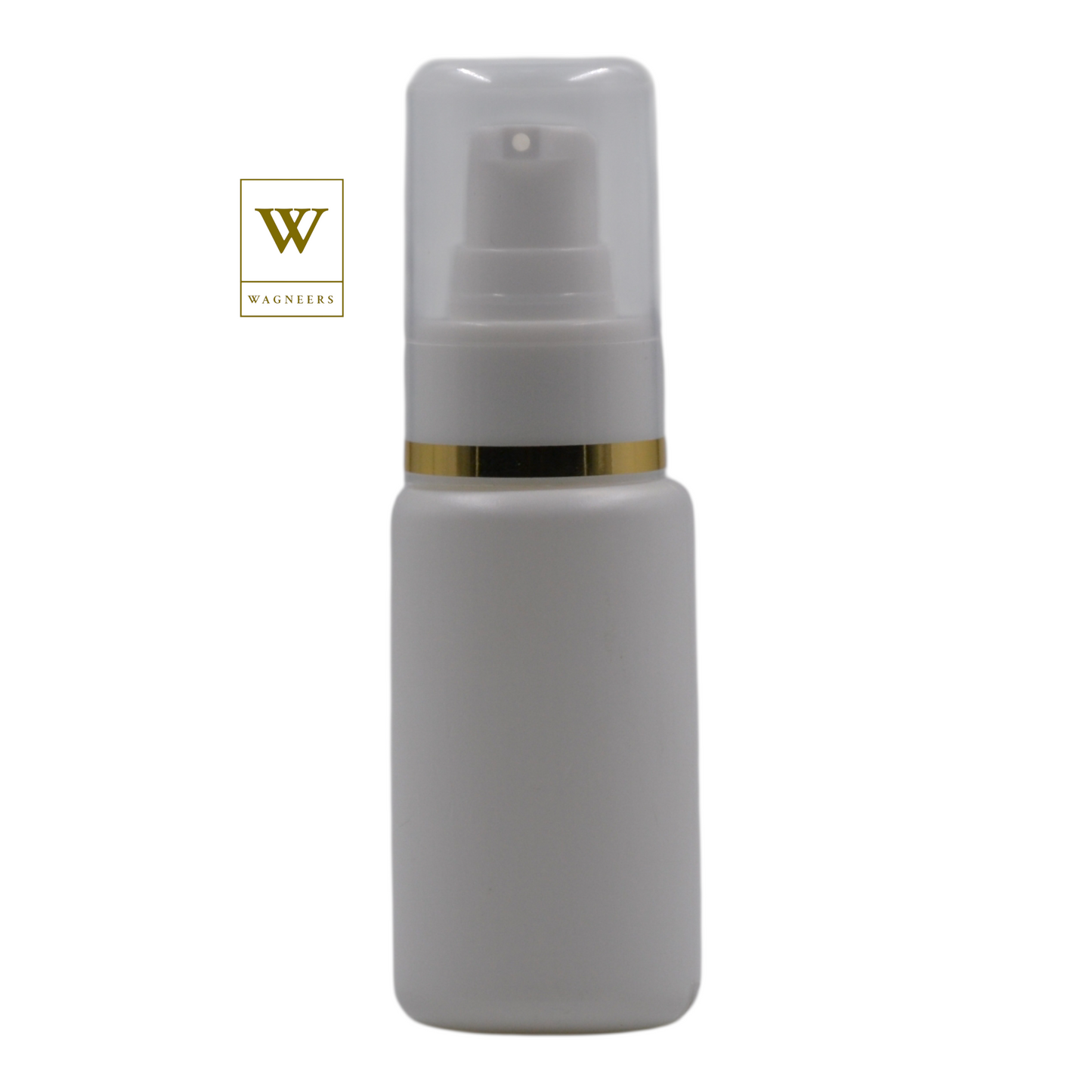White Plastic Packaging Bottle/White Serum Pump(Gold Ring)[100pc]