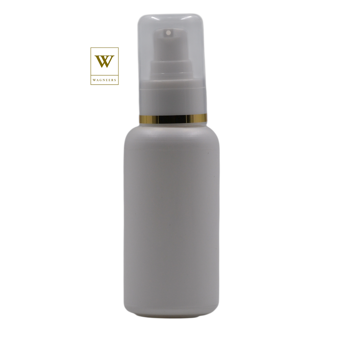 White Plastic Packaging Bottle/White Serum Pump(Gold Ring)[100pc]
