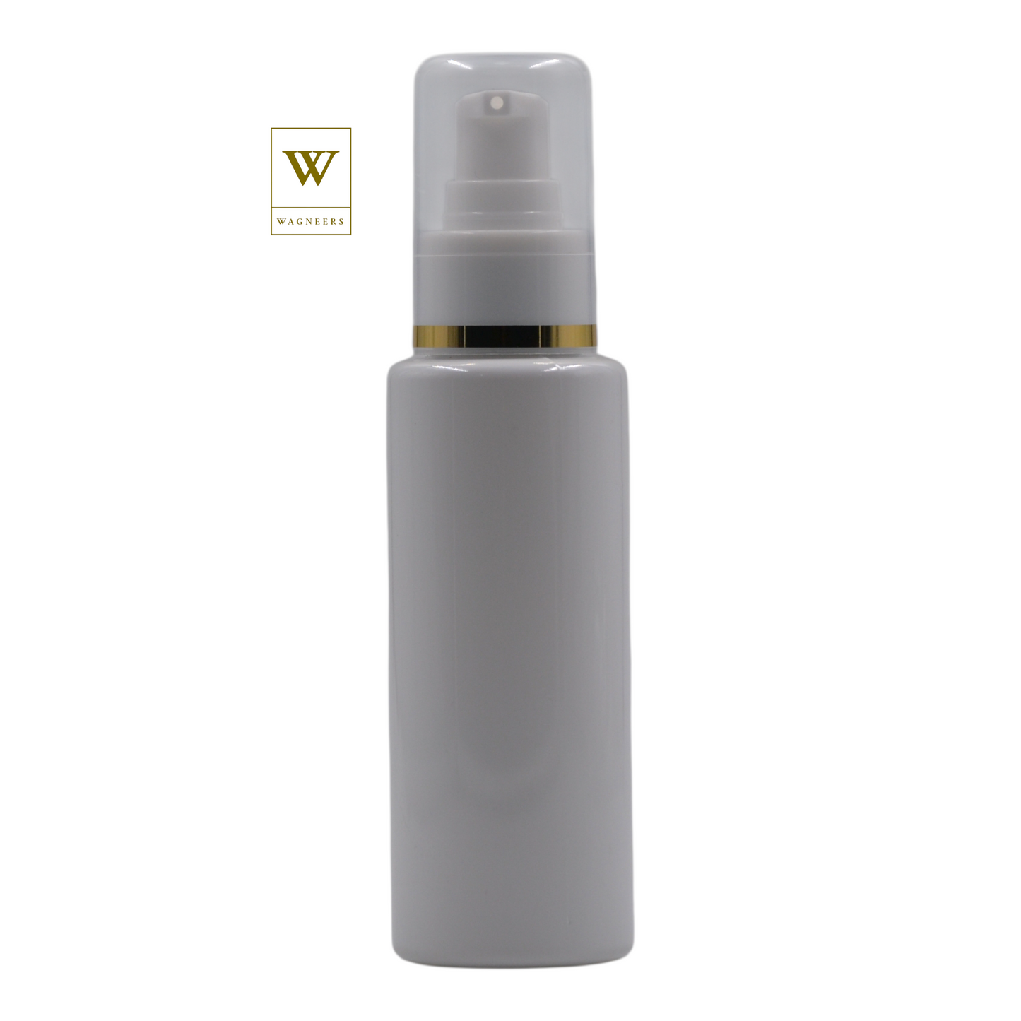 White Plastic Packaging Bottle/White Serum Pump(Gold Ring)[100pc]