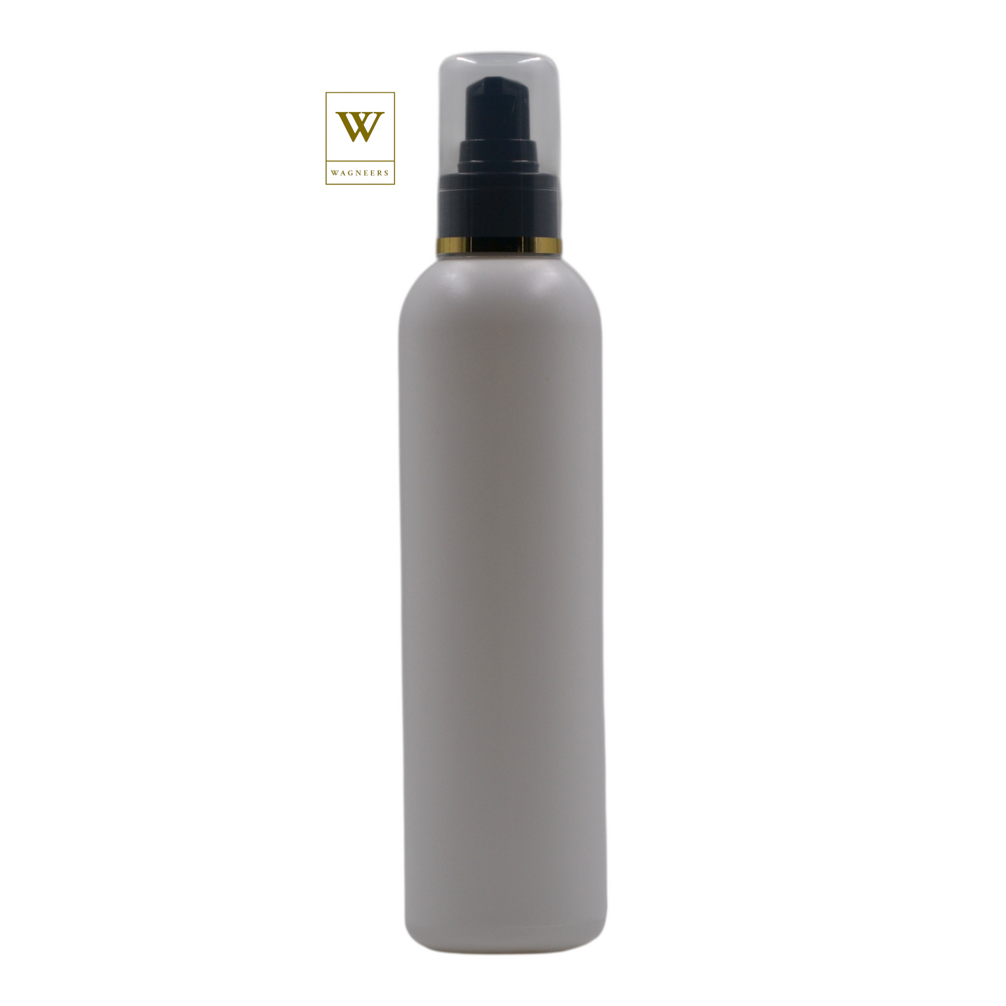 White Plastic Packaging Bottle/Black Serum Pump(Gold Ring)[100pc]