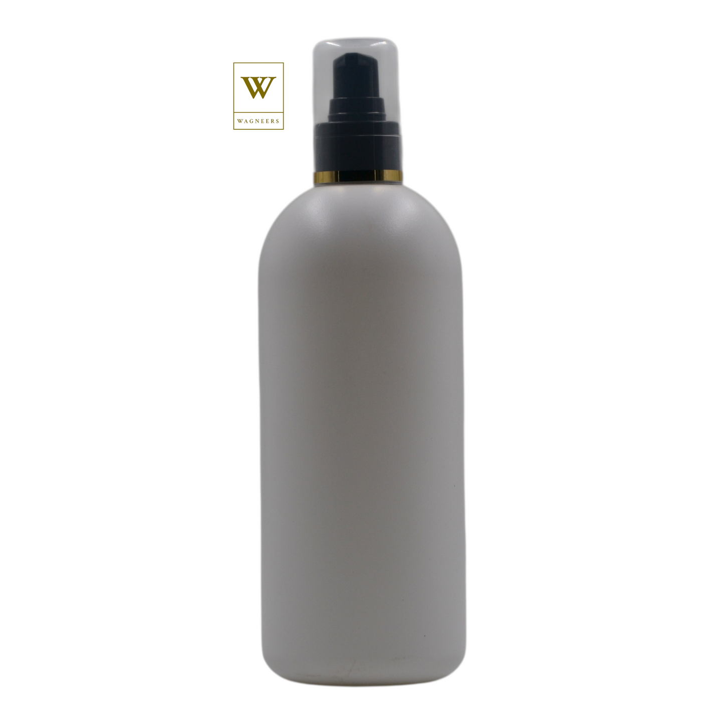 White Plastic Packaging Bottle/Black Serum Pump(Gold Ring)[100pc]