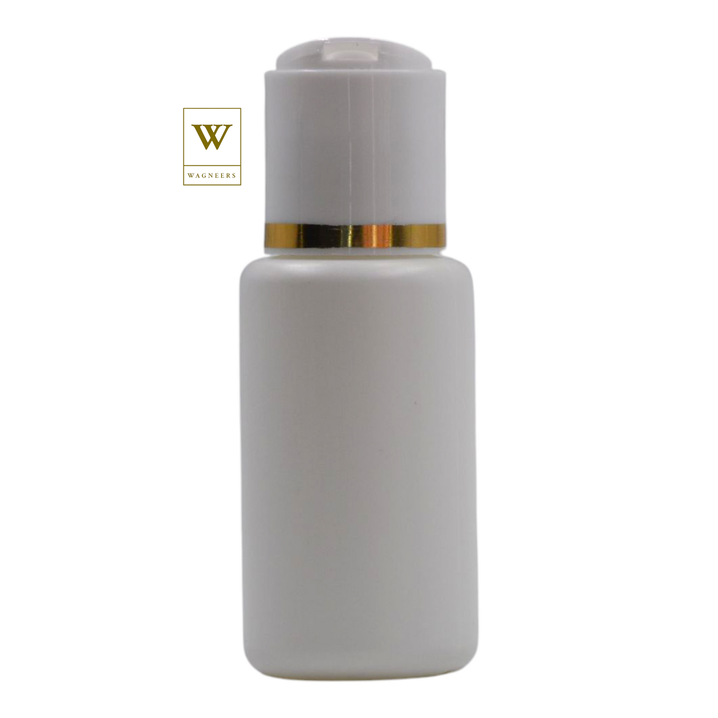 White Packaging Bottle/White & Gold Ring Disc Top[100pc]