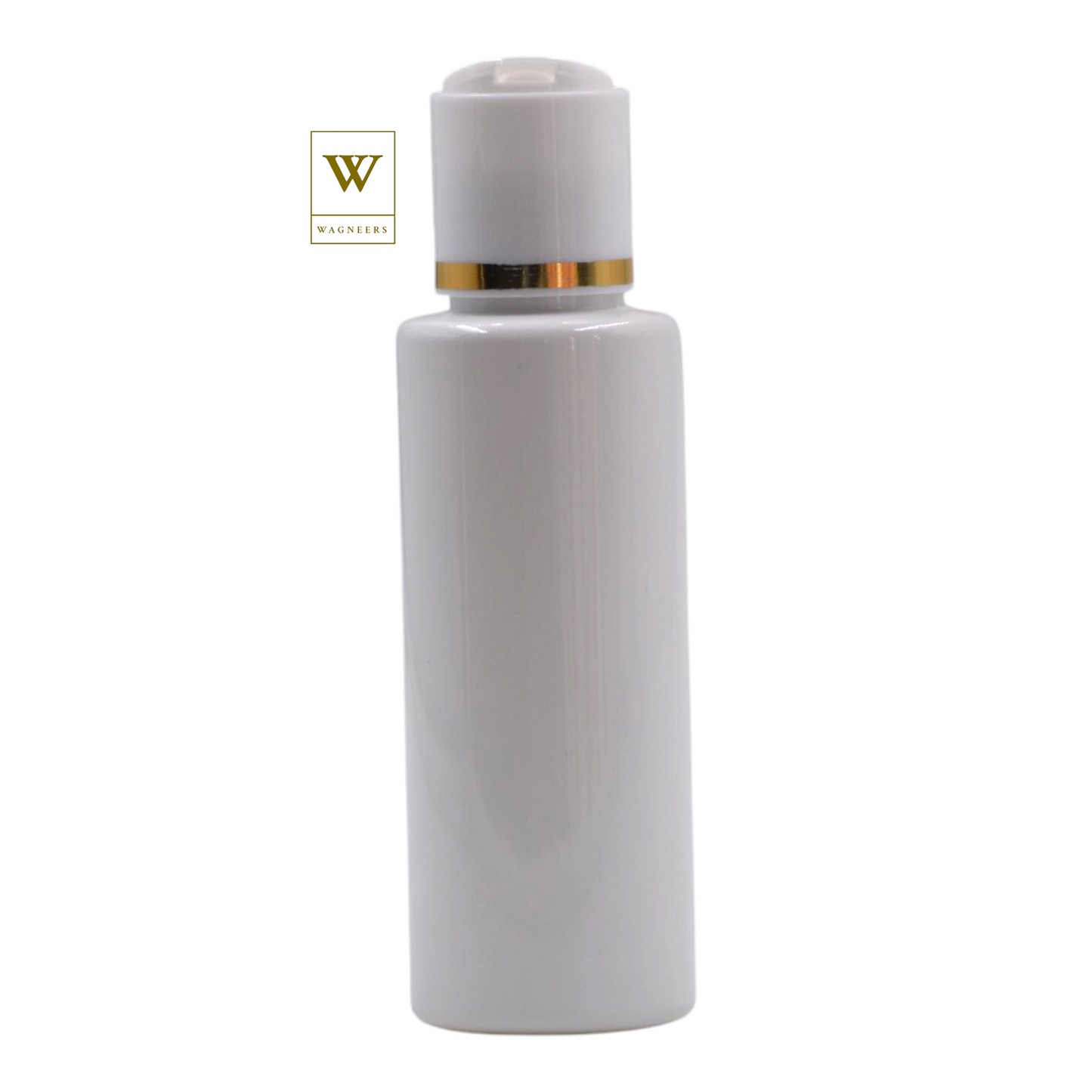 White Packaging Bottle/White & Gold Ring Disc Top[100pc]