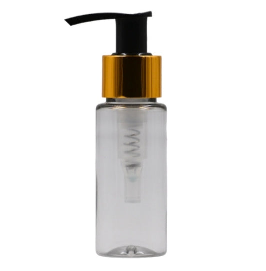 50ml Clear Packaging Bottle/Black & Gold Lotion Pump