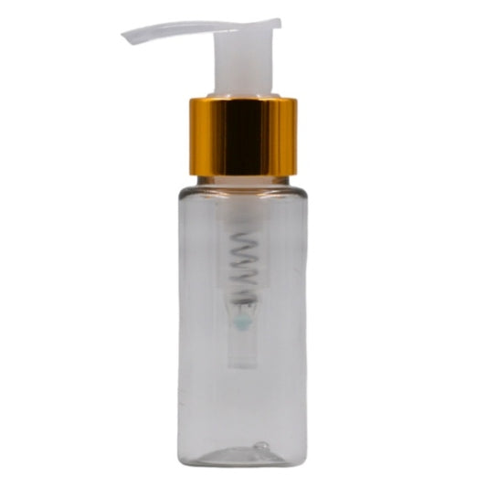 50ml Clear Packaging Bottle/Natural & Gold Lotion Pump