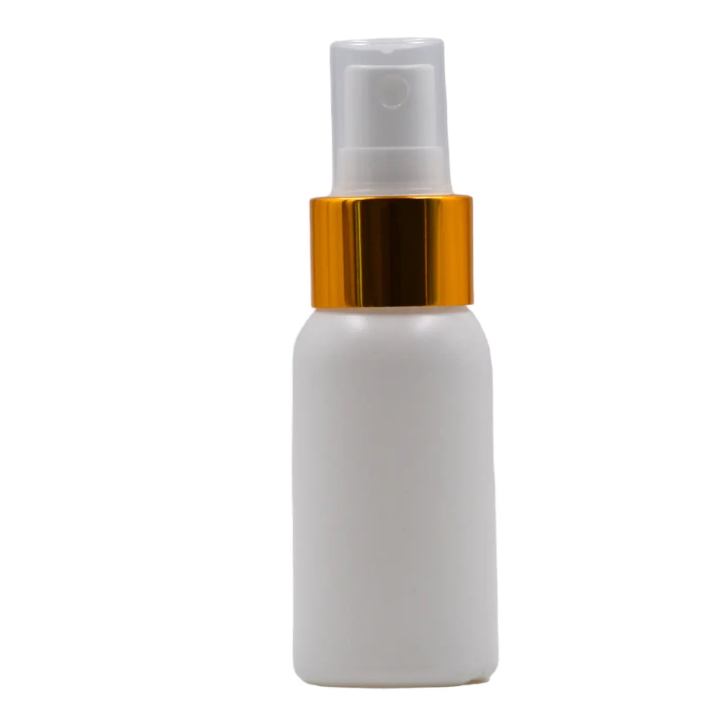 50ml HDPE Boston white bottle (24mm neck)-White & gold mist spray