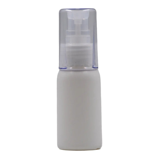 50ml HDPE Boston white bottle (24mm neck)-Natural crystal serum pump