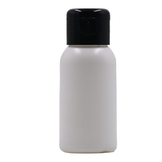 50ml HDPE Boston white bottle (24mm neck)-Black flip top