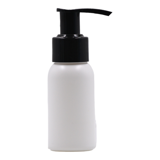 50ml HDPE Boston white Bottle (24mm neck)-Black lotion pump