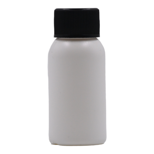 50ml HDPE Boston white bottle (24mm neck)-Black screw cap