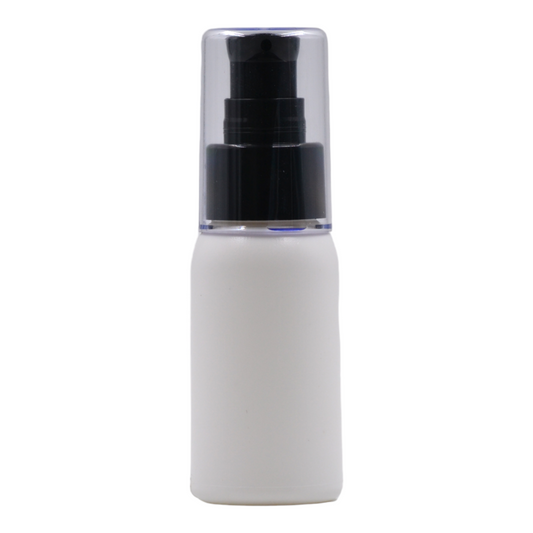 50ml HDPE Boston white bottle (24mm neck)-Black crystal serum pump