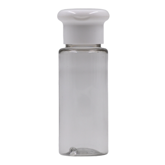 50ml PET tall clear bottle (24mm neck)-White mushroom cap