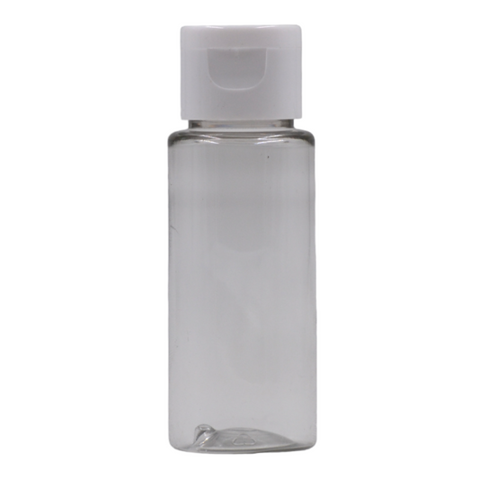 50ml PET tall clear bottle (24mm neck)-White Flip cap