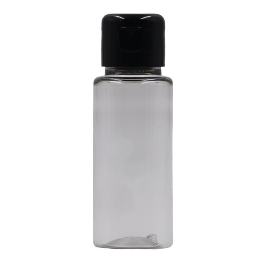 50ml PET tall clear bottle (24mm neck)-Black Flip cap