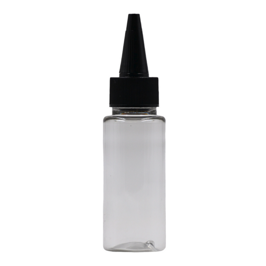 50ml PET tall clear bottle(24mm neck)-Black Kas spout