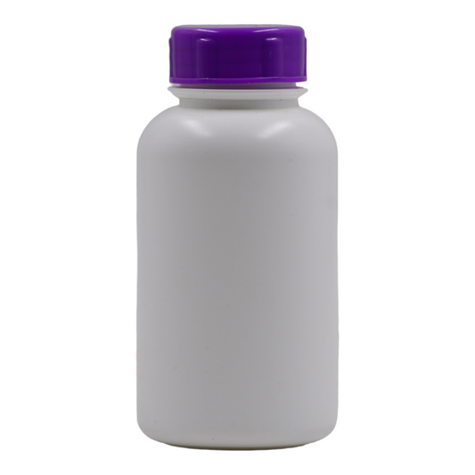 250ml HDPE white capsule packaging jar(38mm)-Purple lavender lid