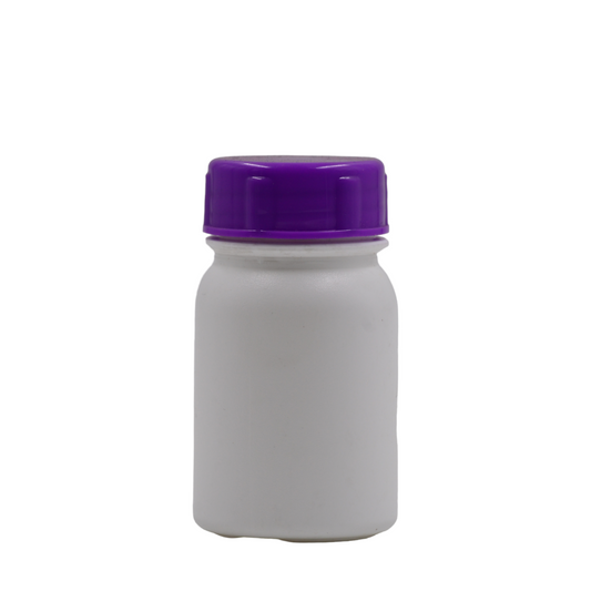 90ml HDPE white capsule packaging jar(38mm)-lavender purple lid