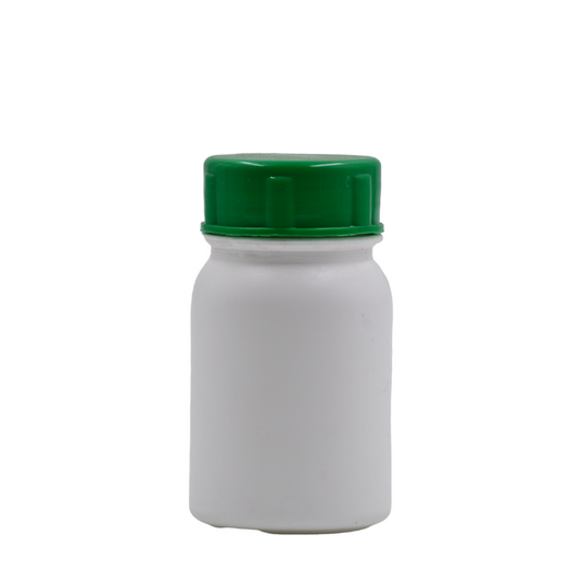 90ml HDPE white capsule packaging jar(38mm)-Herbal green lid