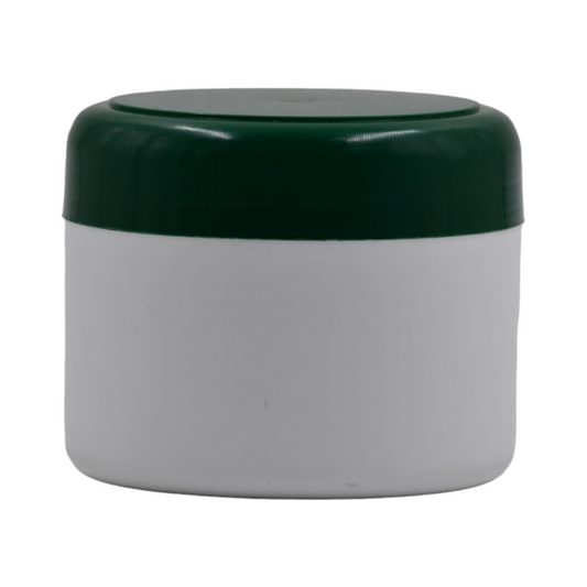 250ml HDPE White euro cosmestic jar(85mm neck)-Green camphor dome lid