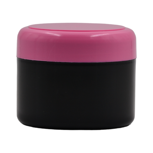 250ml HDPE Black euro cosmestic jar(85mm neck)-Glamorous pink dome lid