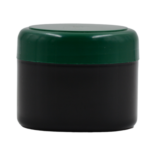 250ml HDPE Black euro cosmestic jar(85mm neck)-Camphor green dome lid