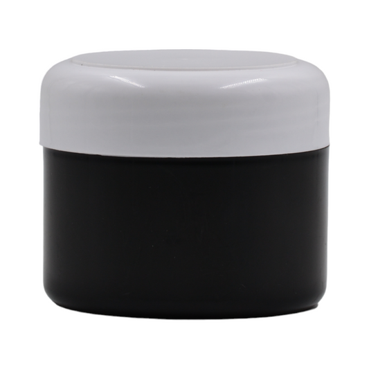 250ml HDPE Black euro cosmestic jar(85mm neck)-White dome lid